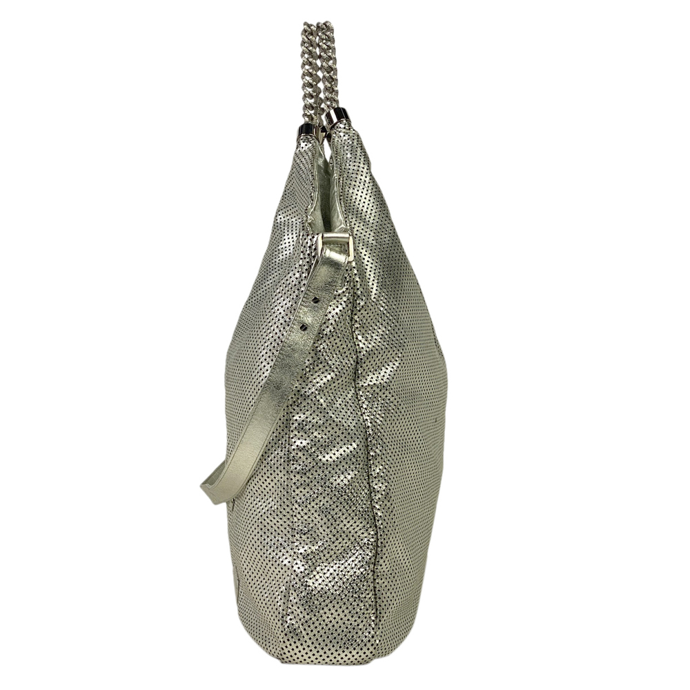 Chanel Chain 2WAY Shoulder Punching Cocomark Silver Bag Leather